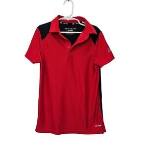 TekGear Drytek Boys Small Performance Polo Shirt Red Black Short sleeve Collar